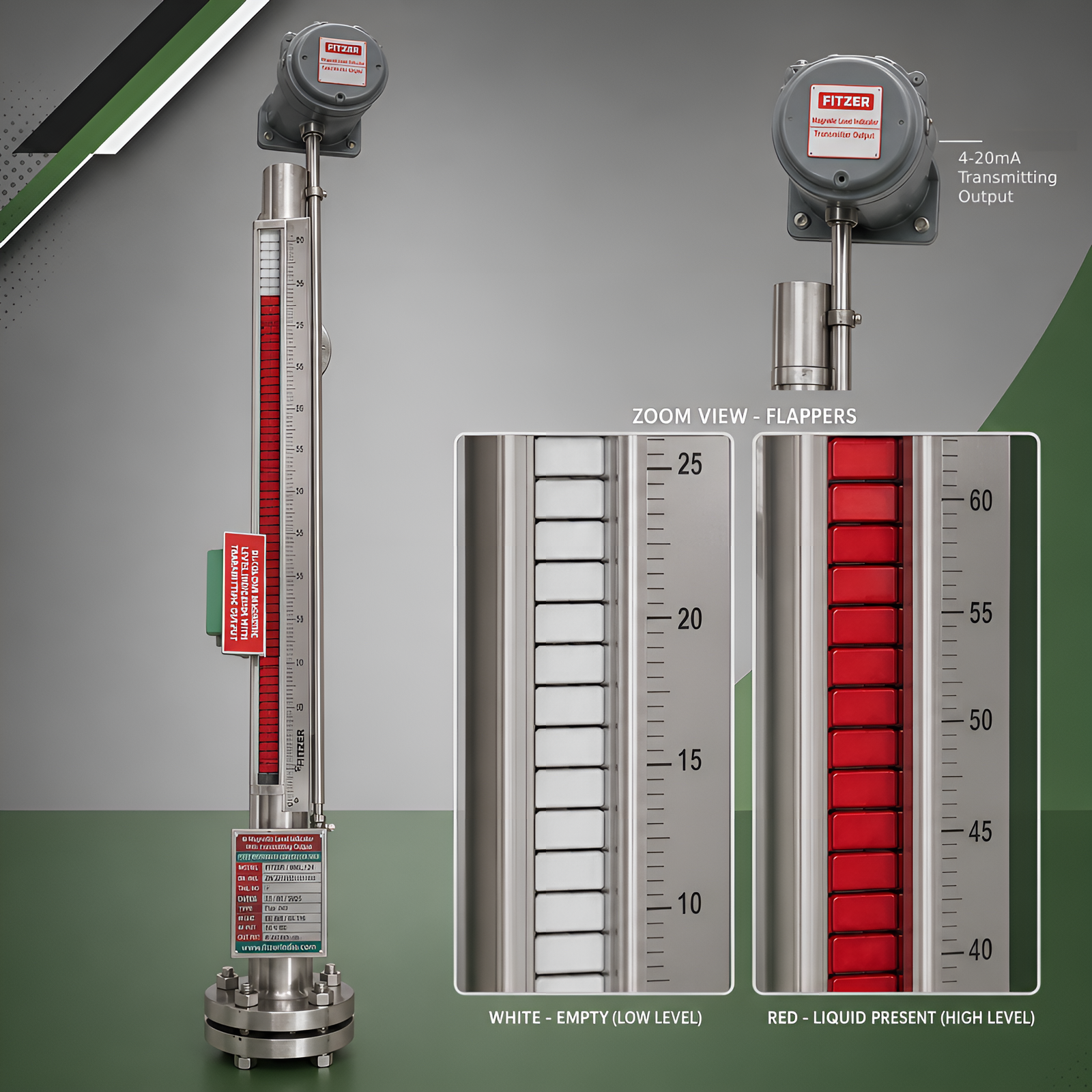 Bicolor Magnetic Level Indicator With Transmitting Output